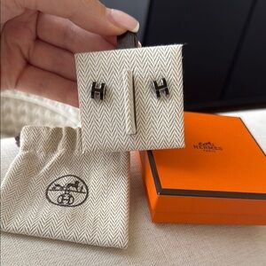 Black & Silver Hermés Pop H Earrings